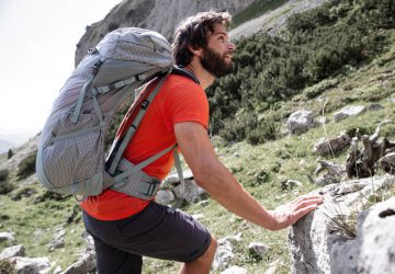 Outdoor Equipment: Maintenance and Storage 6 Hikers with grey Tatonka backpack hiking in the mountains.