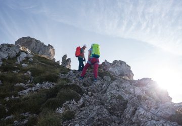 <strong>Easy via ferrata in the Alps</strong> 6 Easy via ferrata in the Alps: Two hikers on a via ferrata.