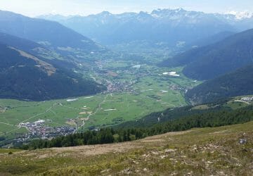 Hiking in Vinschgau in South Tyrol - view into the valley